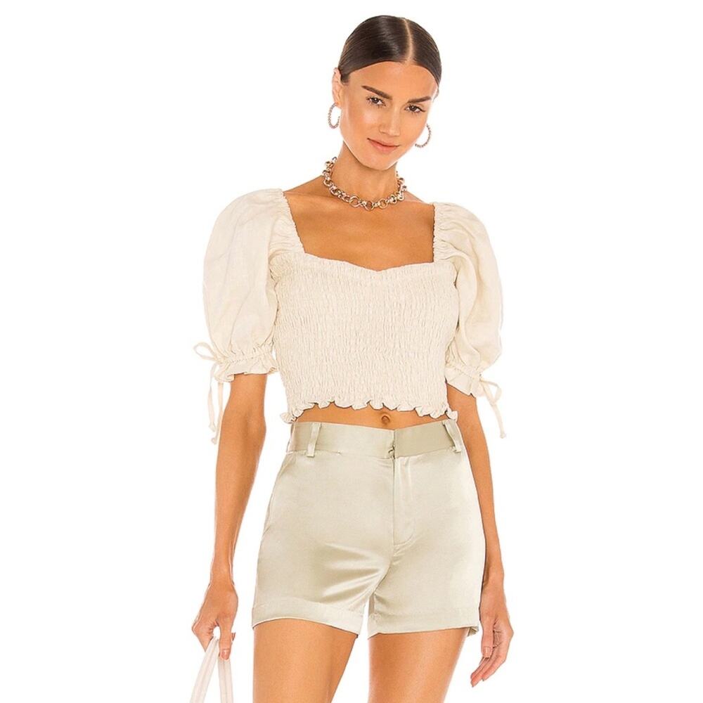 New Faithful The Brand Lisanza Top in Plain Cream Women's Size 12